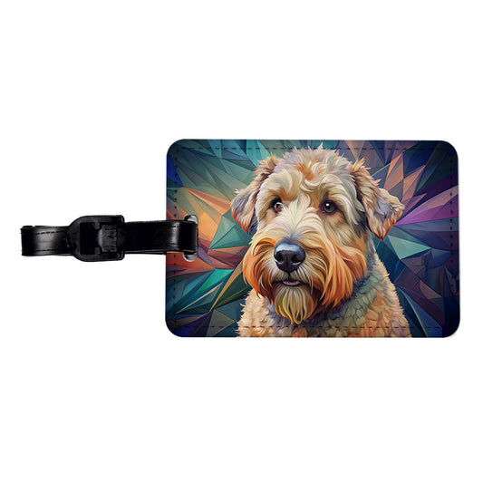 Soft Coated Wheaten Terrier Dog Contemporary Art Travel Faux Leather Luggage Tag