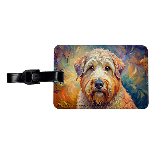 Soft Coated Wheaten Terrier Dog Expressionism Art Travel Faux Leather Luggage Tag