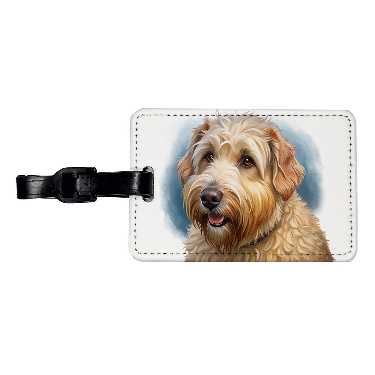 Soft Coated Wheaten Terrier Dog Illustration Travel Faux Leather Luggage Tag