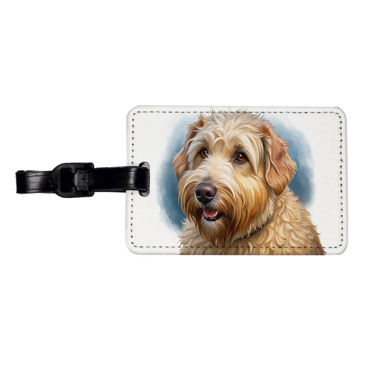 Soft Coated Wheaten Terrier Dog Illustration Travel Faux Leather Luggage Tag