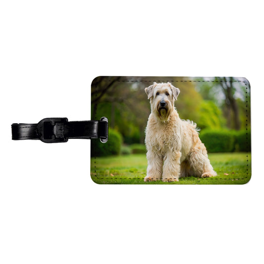 Soft Coated Wheaten Terrier Dog Photo Travel Faux Leather Luggage Tag