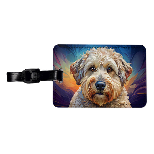 Soft Coated Wheaten Terrier Dog Pop Art Travel Faux Leather Luggage Tag