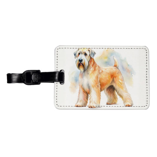 Soft Coated Wheaten Terrier Dog Watercolor Style Travel Faux Leather Luggage Tag
