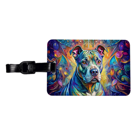 Staffordshire Bull Terrier Staffy Dog Abstract Art Travel Faux Leather Luggage Tag
