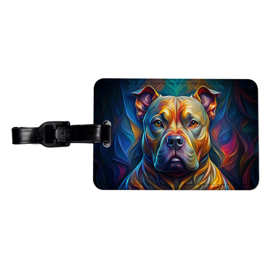 Staffordshire Bull Terrier Staffy Dog Abstract Stylized Art Travel Faux Leather Luggage Tag