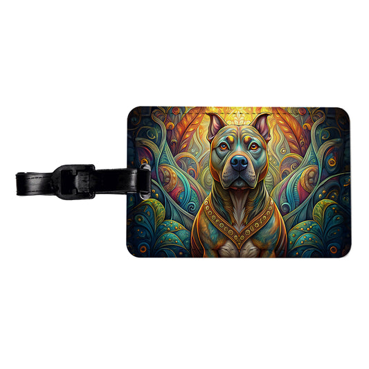 Staffordshire Bull Terrier Staffy Dog Art Nouveau Travel Faux Leather Luggage Tag