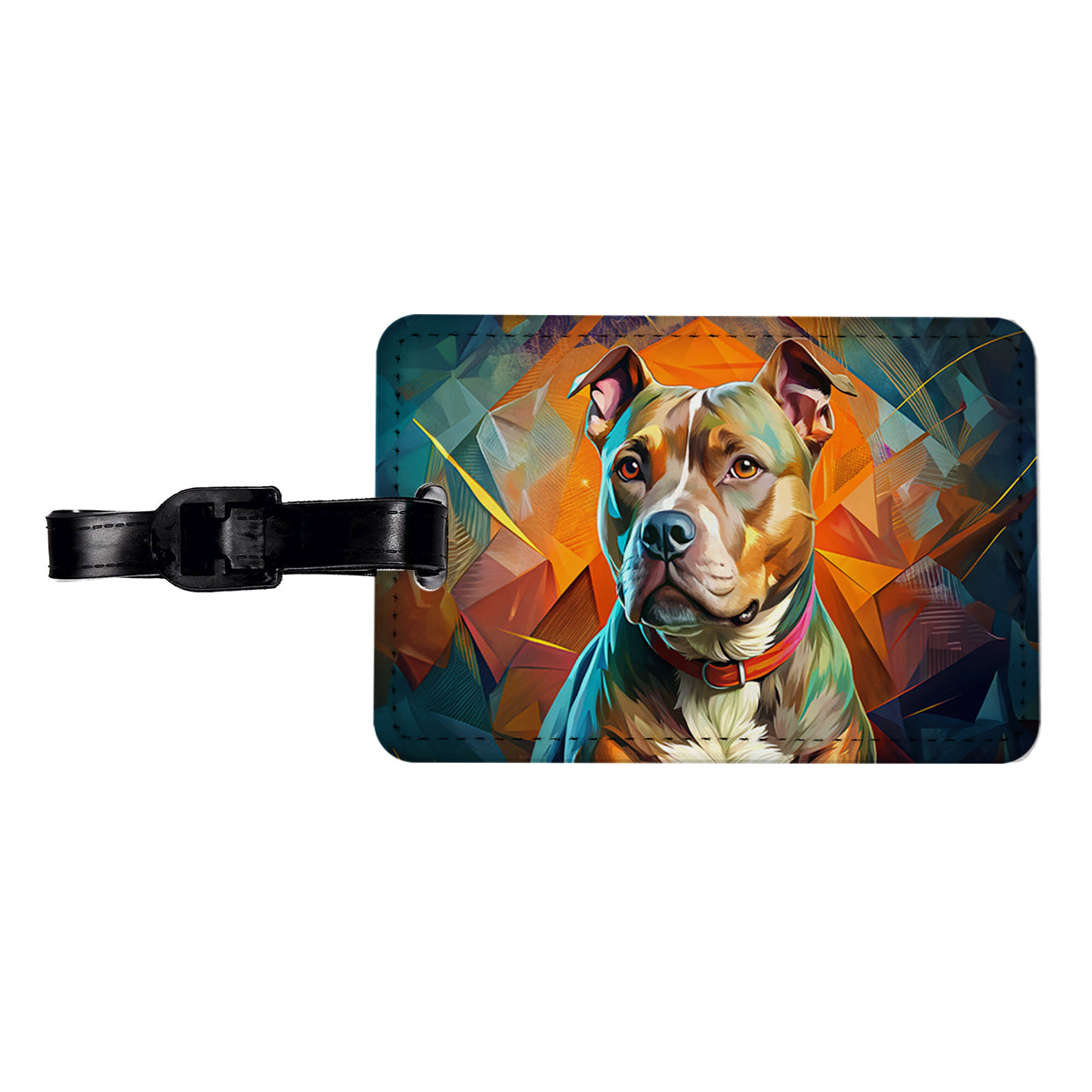 Staffordshire Bull Terrier Staffy Dog Contemporary Art Travel Faux Leather Luggage Tag