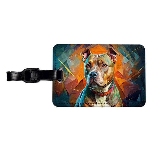 Staffordshire Bull Terrier Staffy Dog Contemporary Art Travel Faux Leather Luggage Tag