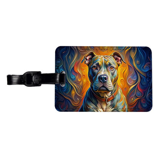 Staffordshire Bull Terrier Staffy Dog Expressionism Art Travel Faux Leather Luggage Tag