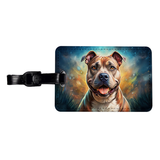 Staffordshire Bull Terrier Staffy Dog Illustration Travel Faux Leather Luggage Tag