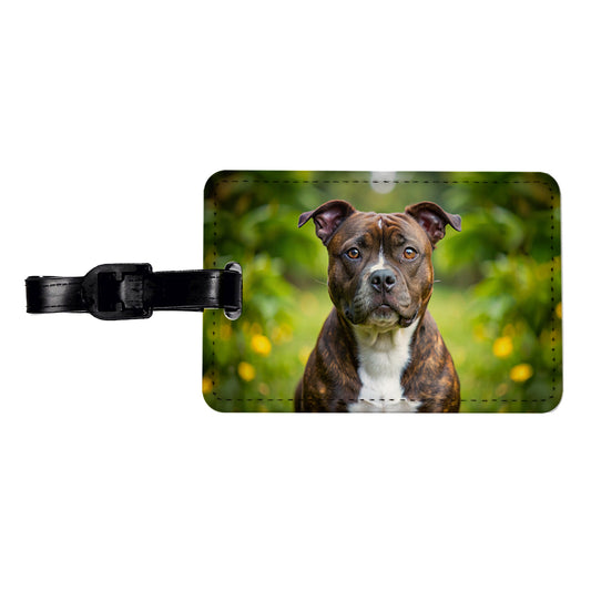 Staffordshire Bull Terrier Staffy Dog Photo Travel Faux Leather Luggage Tag
