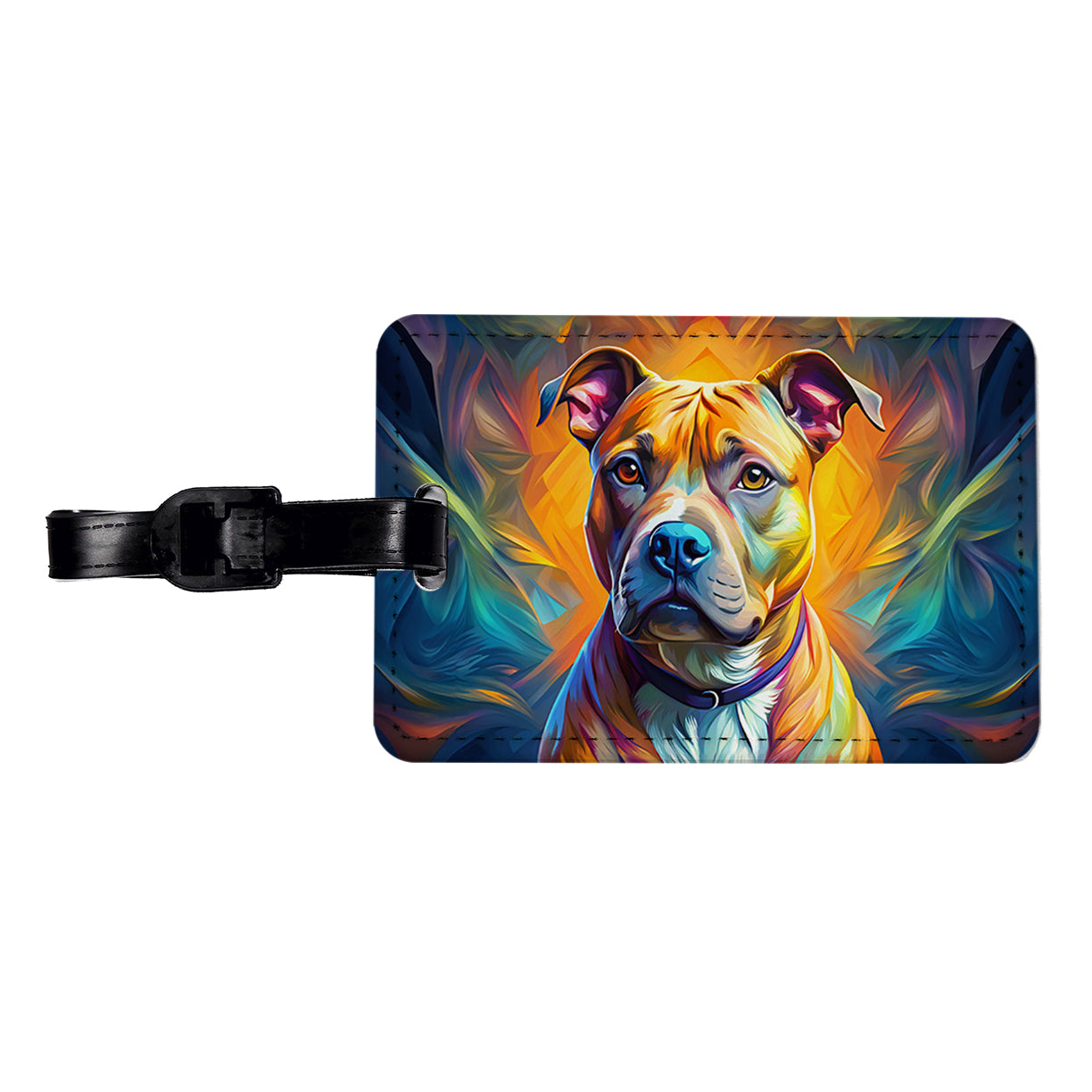 Staffordshire Bull Terrier Staffy Dog Pop Art Travel Faux Leather Luggage Tag
