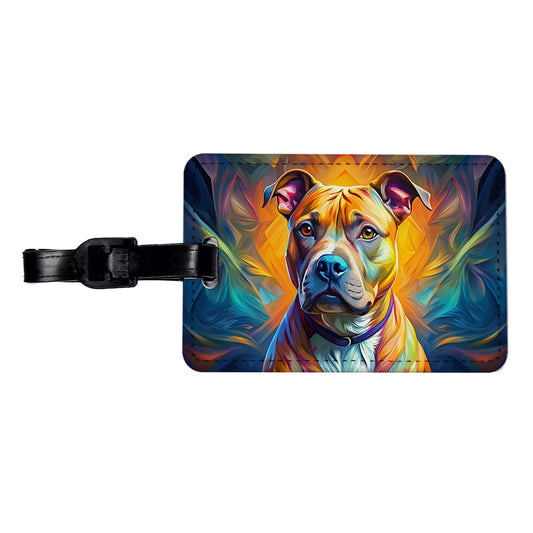 Staffordshire Bull Terrier Staffy Dog Pop Art Travel Faux Leather Luggage Tag
