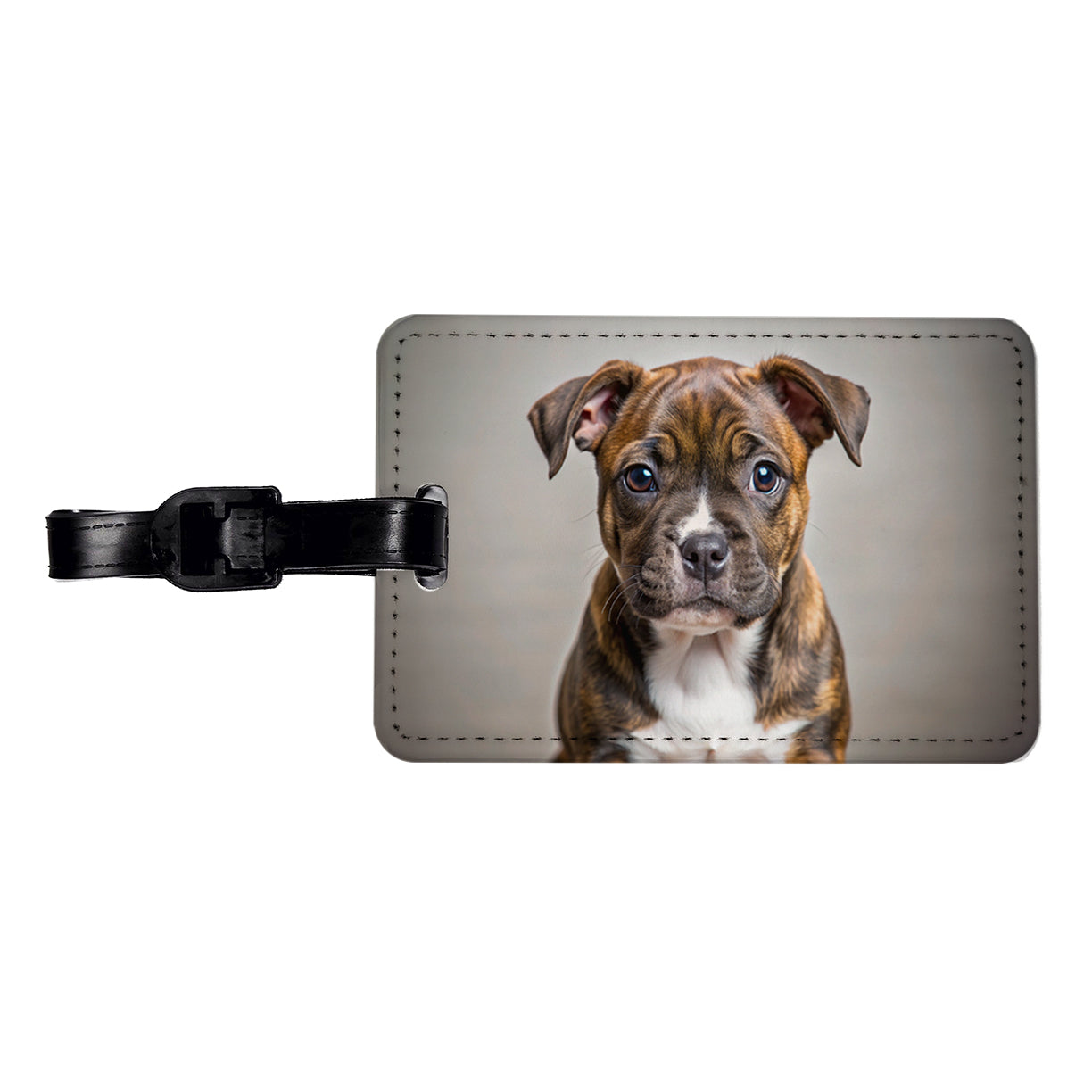 Staffordshire Bull Terrier Staffy Dog Puppy Photo Travel Faux Leather Luggage Tag