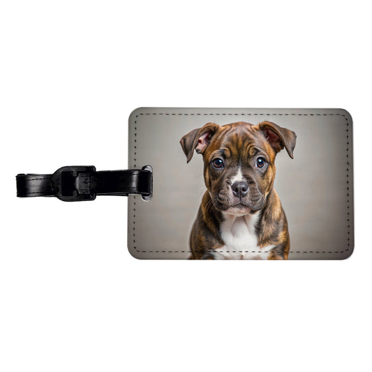 Staffordshire Bull Terrier Staffy Dog Puppy Photo Travel Faux Leather Luggage Tag