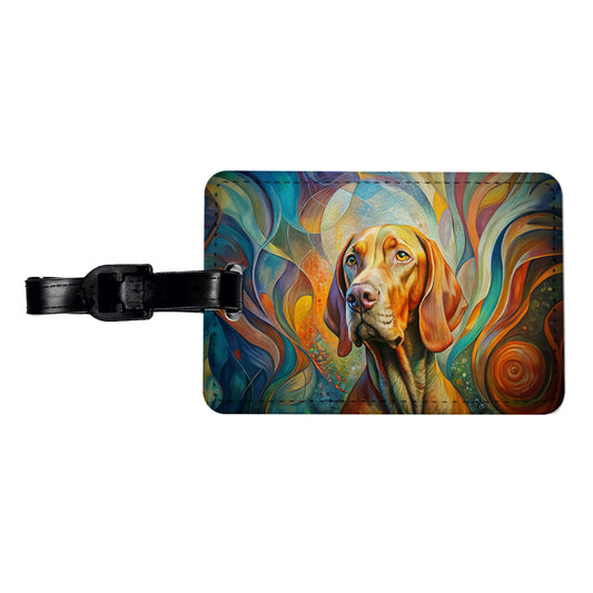 Vizsla Dog Abstract Art Travel Faux Leather Luggage Tag