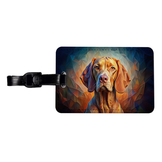 Vizsla Dog Abstract Stylized Art Travel Faux Leather Luggage Tag