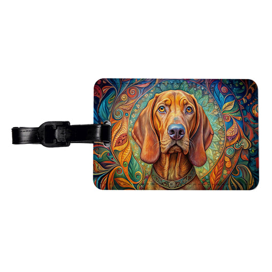 Vizsla Dog Bohemian Art Travel Faux Leather Luggage Tag