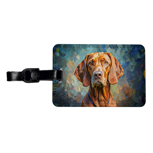 Vizsla Dog Expressionism Art Travel Faux Leather Luggage Tag