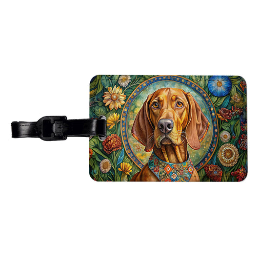 Vizsla Dog French Bohemian Art Travel Faux Leather Luggage Tag