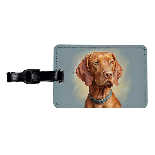 Vizsla Dog Illustration Travel Faux Leather Luggage Tag