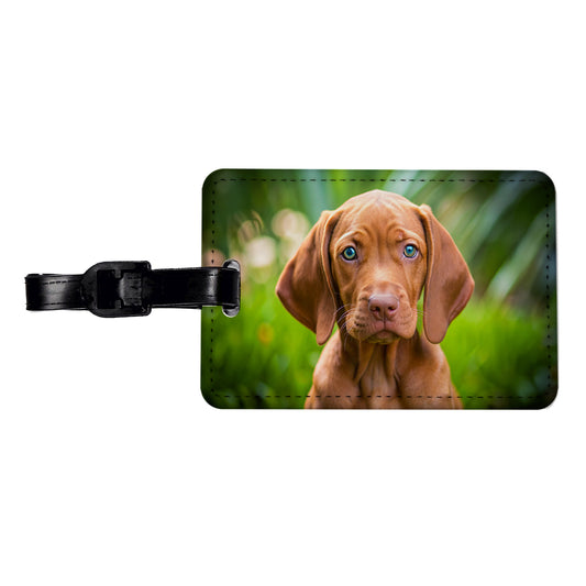 Vizsla Dog Puppy Photo Travel Faux Leather Luggage Tag