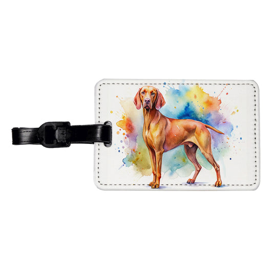 Vizsla Dog Watercolor Style Travel Faux Leather Luggage Tag
