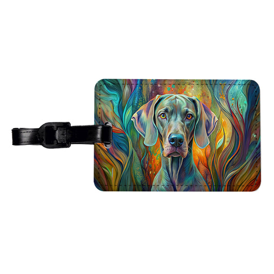 Weimaraner Dog Abstract Art Travel Faux Leather Luggage Tag