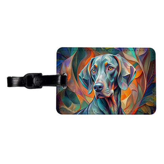 Weimaraner Dog Abstract Stylized Art Travel Faux Leather Luggage Tag