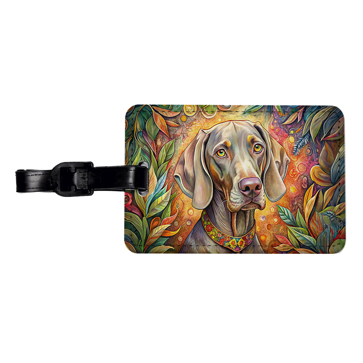 Weimaraner Dog Bohemian Art Travel Faux Leather Luggage Tag