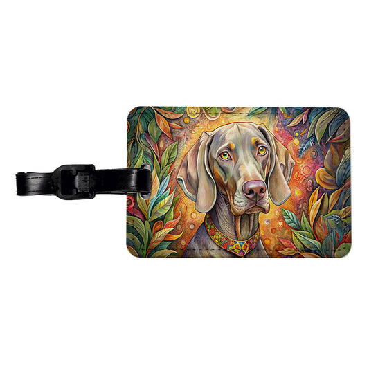 Weimaraner Dog Bohemian Art Travel Faux Leather Luggage Tag