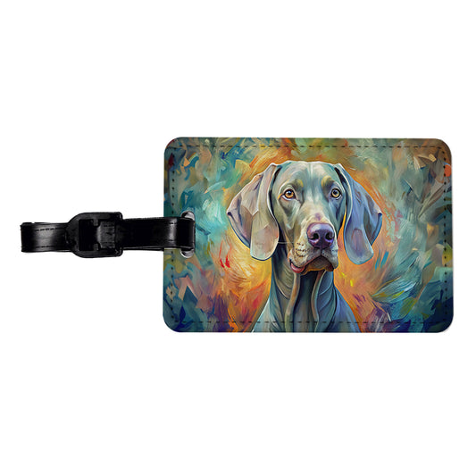 Weimaraner Dog Expressionism Art Travel Faux Leather Luggage Tag