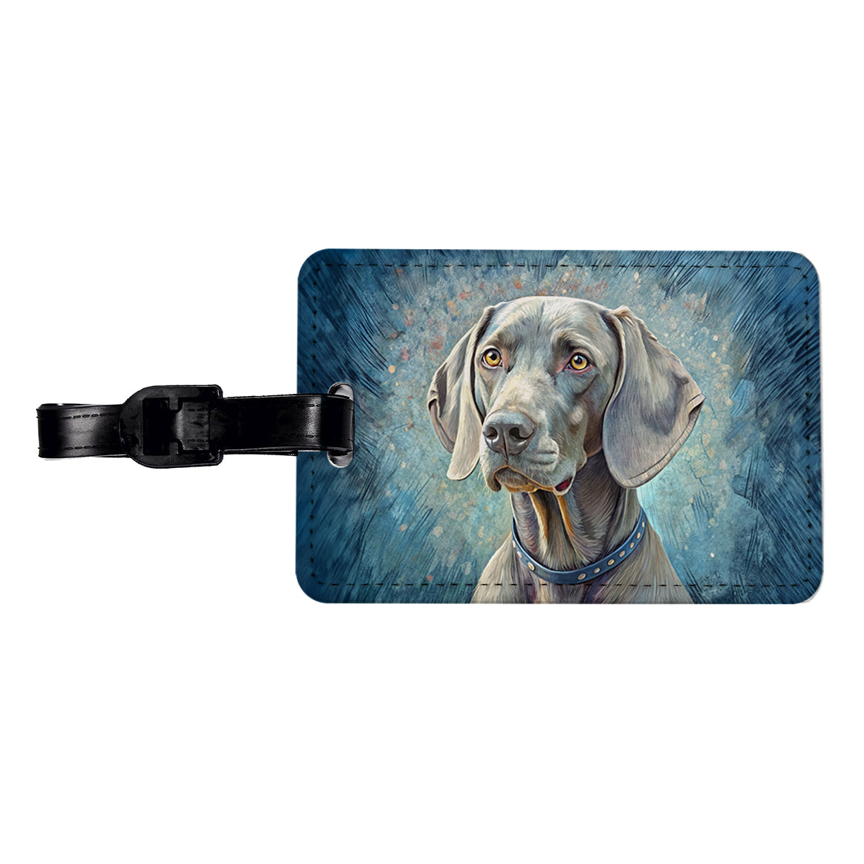 Weimaraner Dog Illustration Travel Faux Leather Luggage Tag