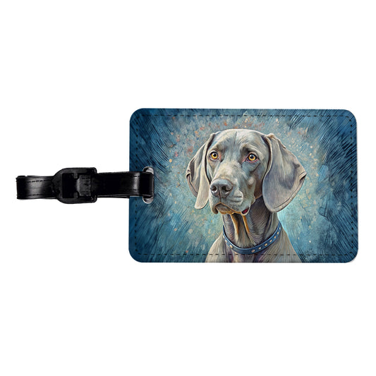 Weimaraner Dog Illustration Travel Faux Leather Luggage Tag