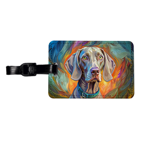 Weimaraner Dog Pop Art Travel Faux Leather Luggage Tag