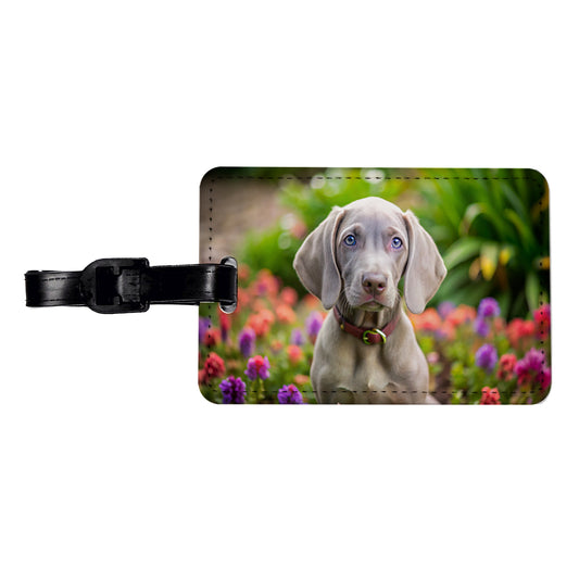 Weimaraner Dog Puppy Photo Travel Faux Leather Luggage Tag