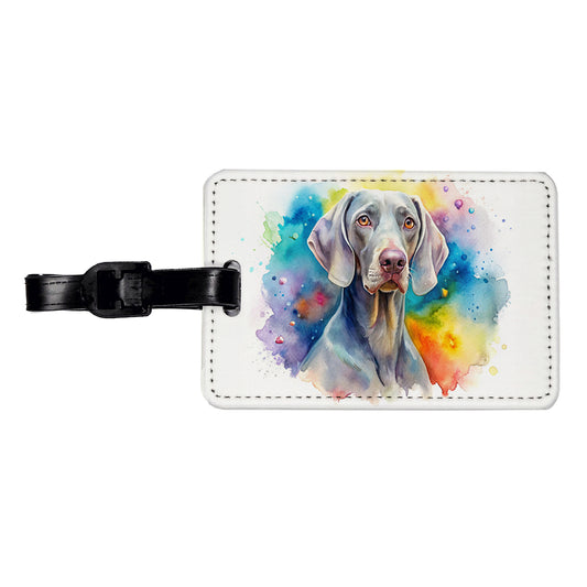 Weimaraner Dog Watercolor Style Travel Faux Leather Luggage Tag