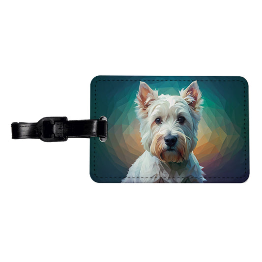 West Highland White Terrier Westie Abstract Stylized Art Travel Faux Leather Luggage Tag