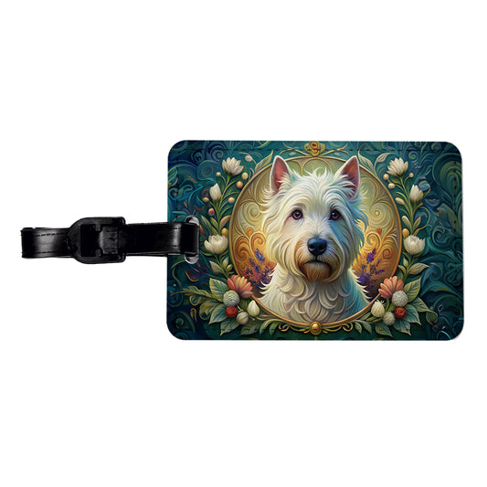 West Highland White Terrier Westie Dog Art Nouveau Travel Faux Leather Luggage Tag
