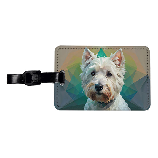 West Highland White Terrier Westie Dog Contemporary Art Travel Faux Leather Luggage Tag