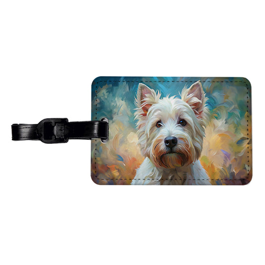West Highland White Terrier Westie Dog Expressionism Art Travel Faux Leather Luggage Tag