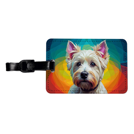 West Highland White Terrier Westie Dog Pop Art Travel Faux Leather Luggage Tag