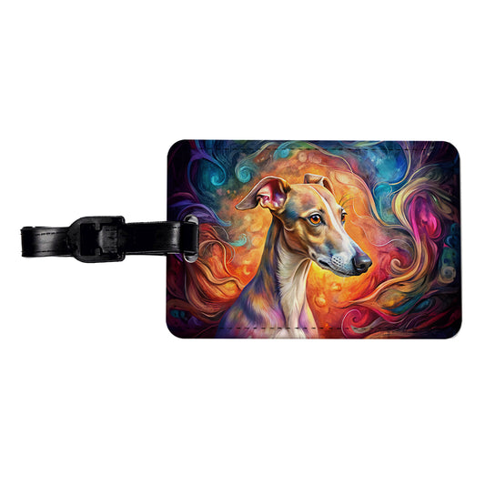 Whippet Dog Abstract Art Travel Faux Leather Luggage Tag