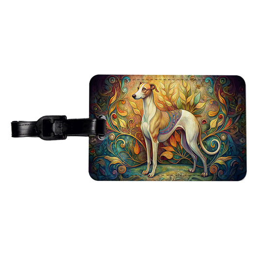 Whippet Dog Art Nouveau Travel Faux Leather Luggage Tag