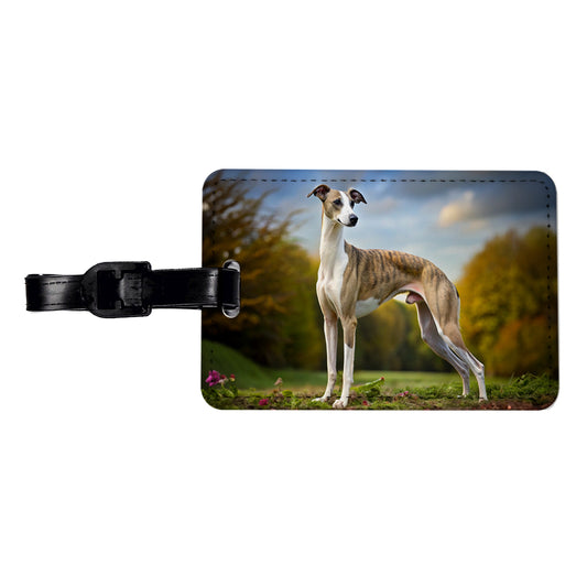 Whippet Dog Photo Travel Faux Leather Luggage Tag