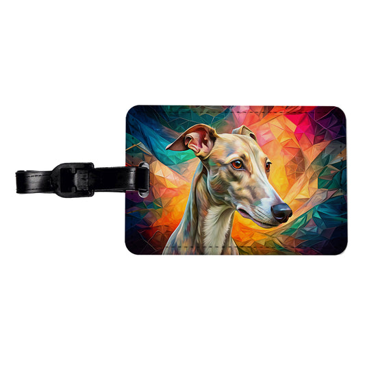 Whippet Dog Pop Art Travel Faux Leather Luggage Tag