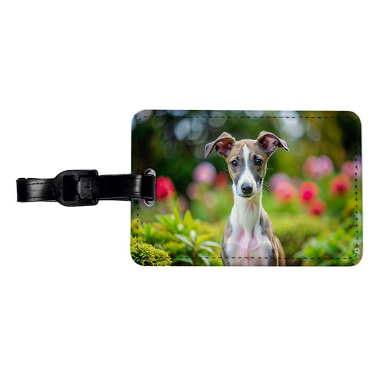 Whippet Dog Puppy Photo Travel Faux Leather Luggage Tag