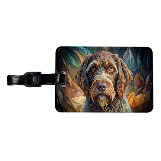 Wirehaired Pointing Griffon Dog Abstract Stylized Art Travel Faux Leather Luggage Tag