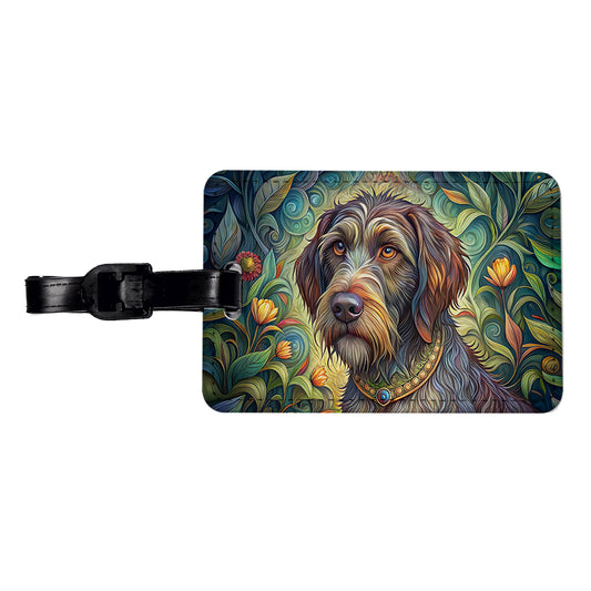 Wirehaired Pointing Griffon Dog Art Nouveau Travel Faux Leather Luggage Tag