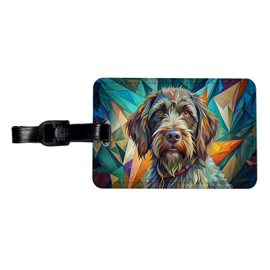 Wirehaired Pointing Griffon Dog Contemporary Art Travel Faux Leather Luggage Tag